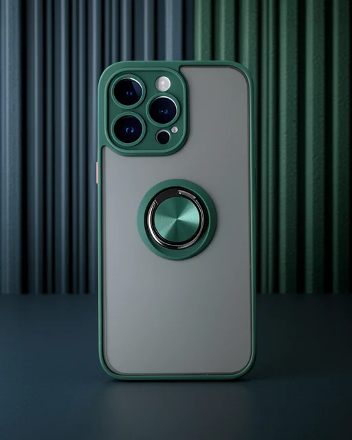 Apple İphone 14 Pro Max Kılıf Montreal Yüzüklü Silikon Kapak - Yeşil