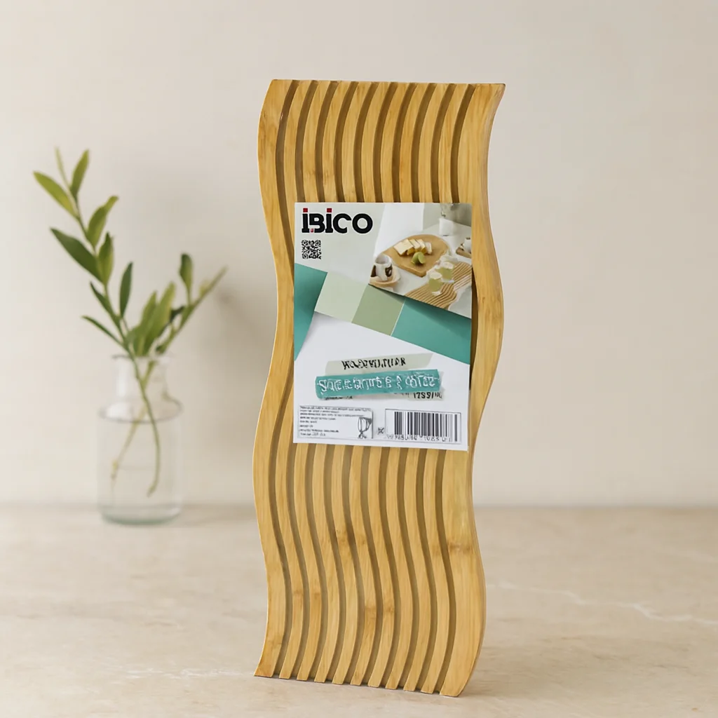 Bambu Servis Sunum Tahtası 17x39x1.5 cm (Çift Yüzlü Dalgalı/Klı)