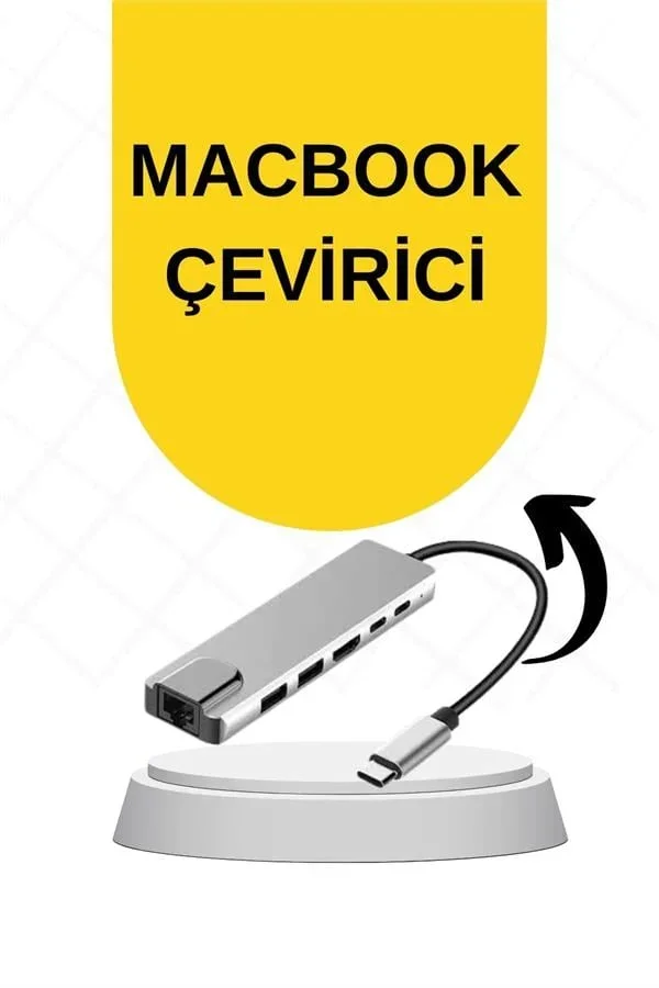 Macbook Pro/air Uyumlu USB Type-C 8 In 1 Hub Dönüştürücü Çevirici Çoklayıcı USB Hdmı cro Sd 8 Girişli görsel 2