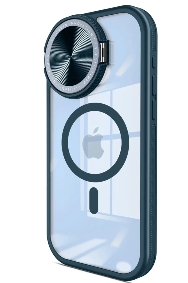 Apple iPhone 15 Pro Kılıf Teleskop Lens Magsafe Silikon Kapak - Lacivert