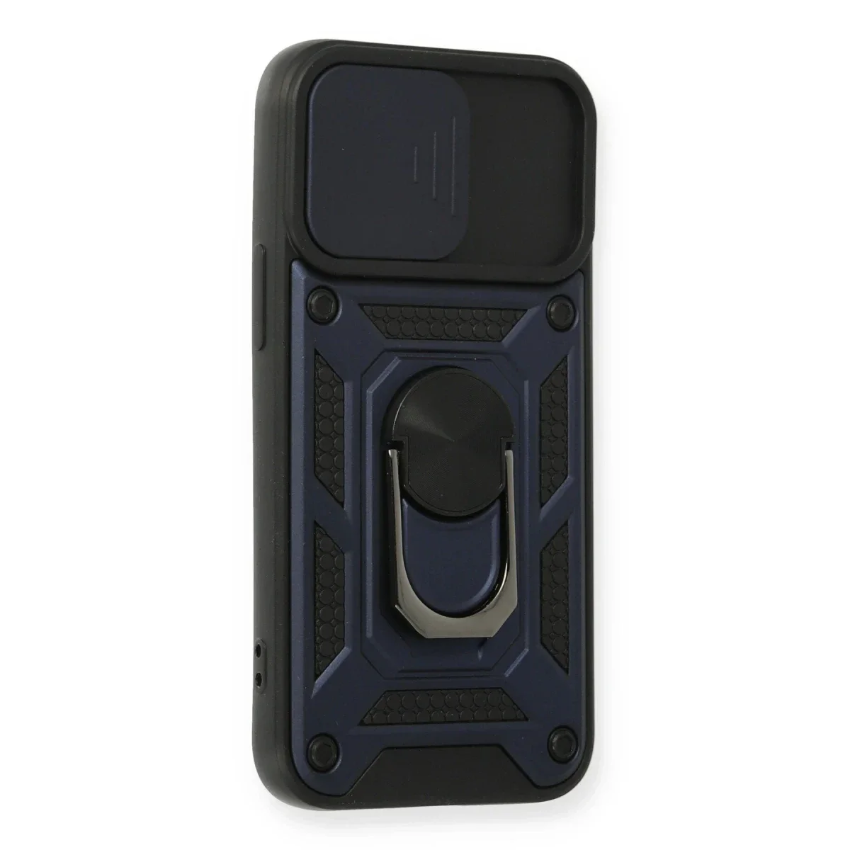 Apple iPhone 12 Mini Kılıf Pars Lens Yüzüklü Silikon - Lacivert görsel 2