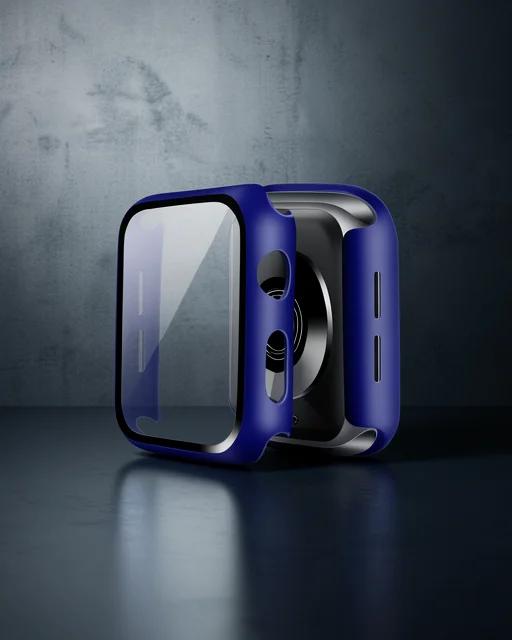 Apple Watch 45mm Camlı Kasa Ekran Koruyucu - Lacivert