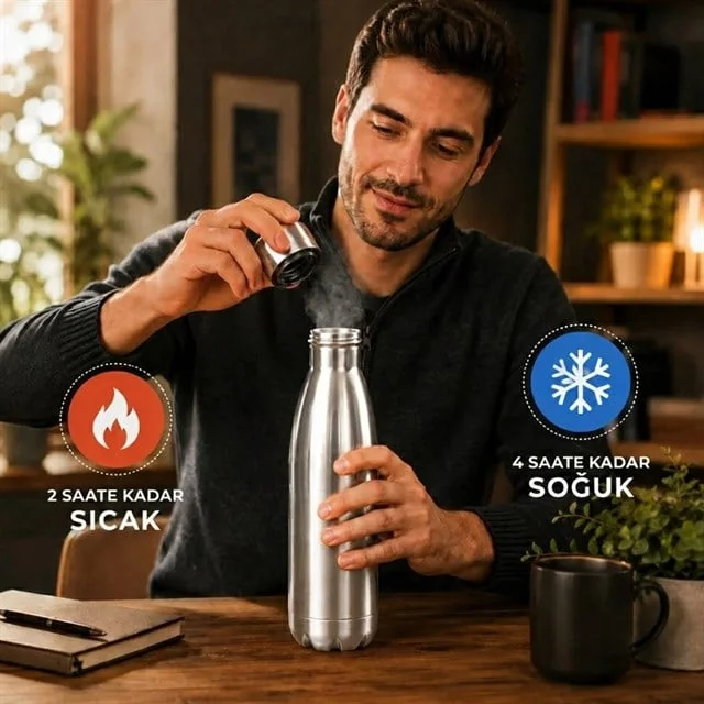 SN-25713 Şişe Tipi 500 Ml. Paslanmaz Çelik Termos görsel 2
