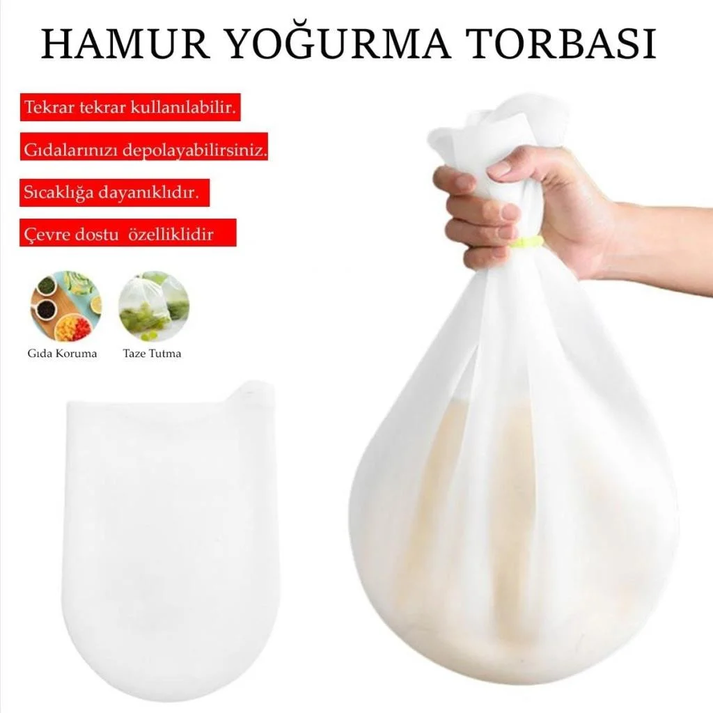 Orta Hamur Torbası Silikon Şeffaf Hamur Yoğurma Torbası Ekmek Makarna Mantı Hamuru Kolay (adet fiyatıdır) görsel 3