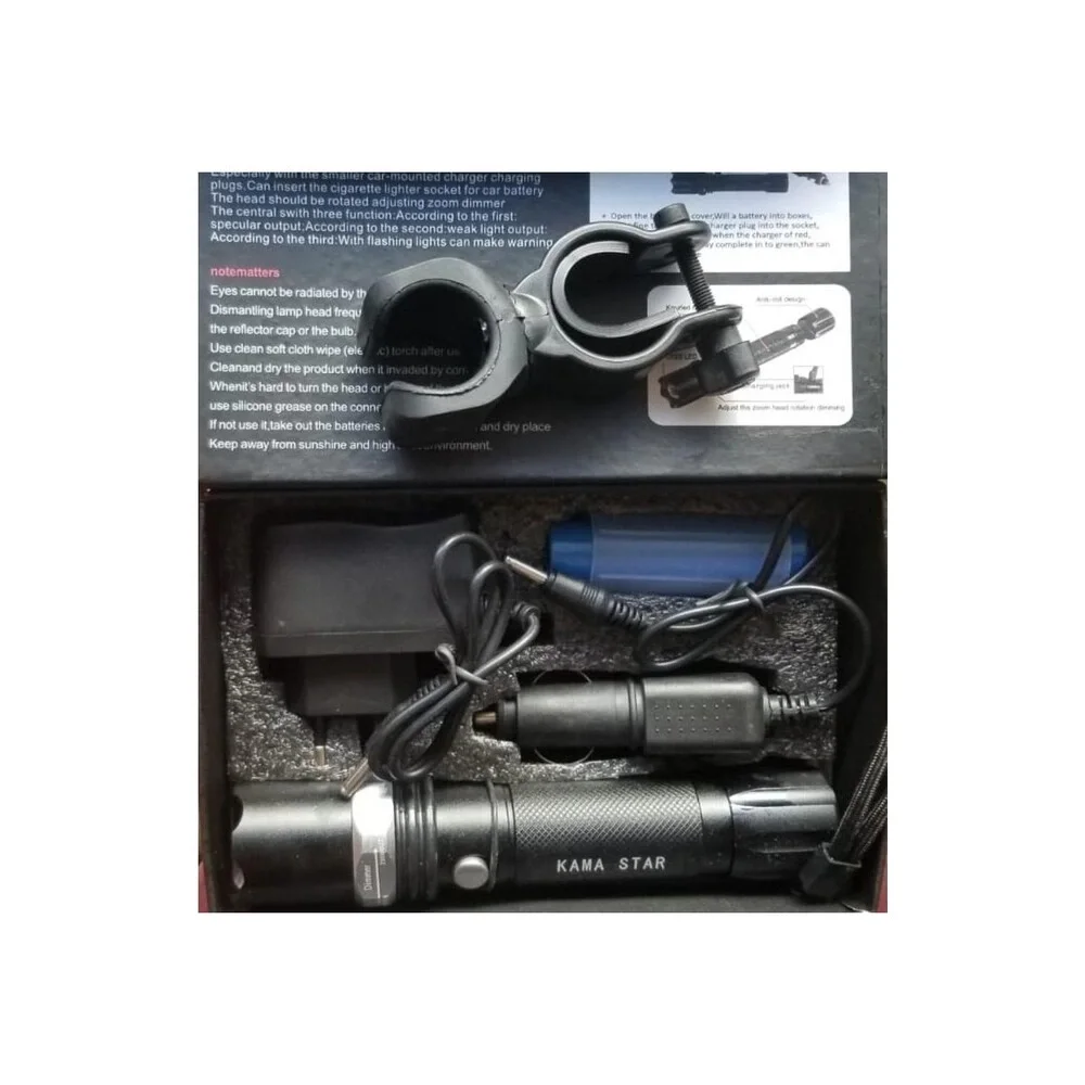 Km-110 Profesyonel Şarjlı El Feneri Ledli+flashlight+zoom Özellikli Aparatlı 6 Parça Full Set görsel 4