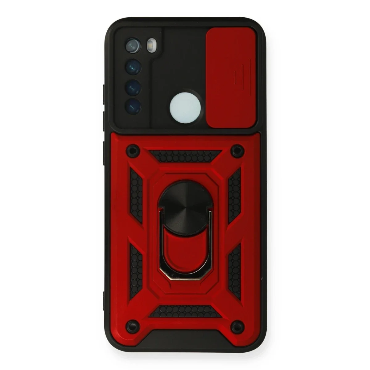 Xiaomi Redmi Note 8 Kılıf Pars Lens Yüzüklü Silikon - Kırmızı