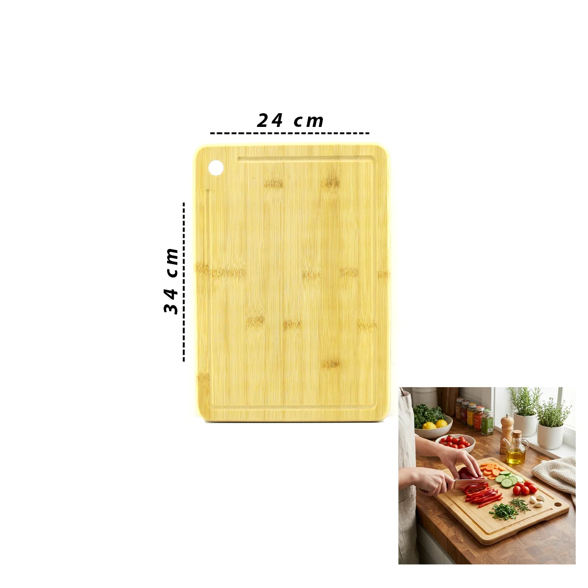 Bambu Kesme Tahtası 24x34x1.8 cm görsel 2