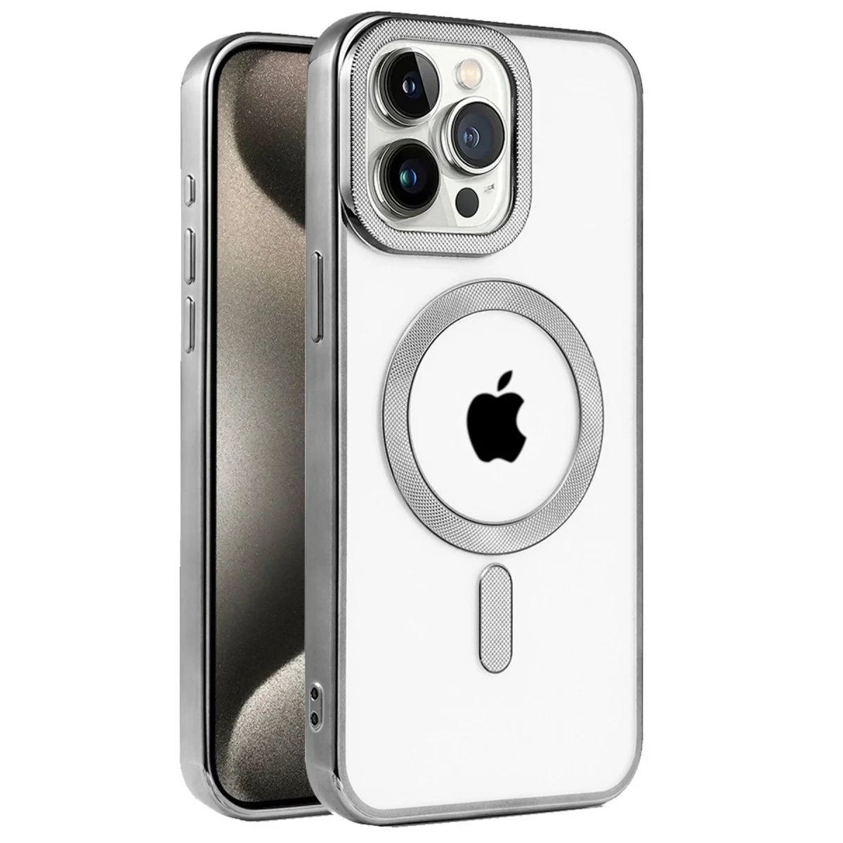 Apple İphone 15 Pro Max Kılıf Kronos Magsafe Kapak - Titanyum Gri