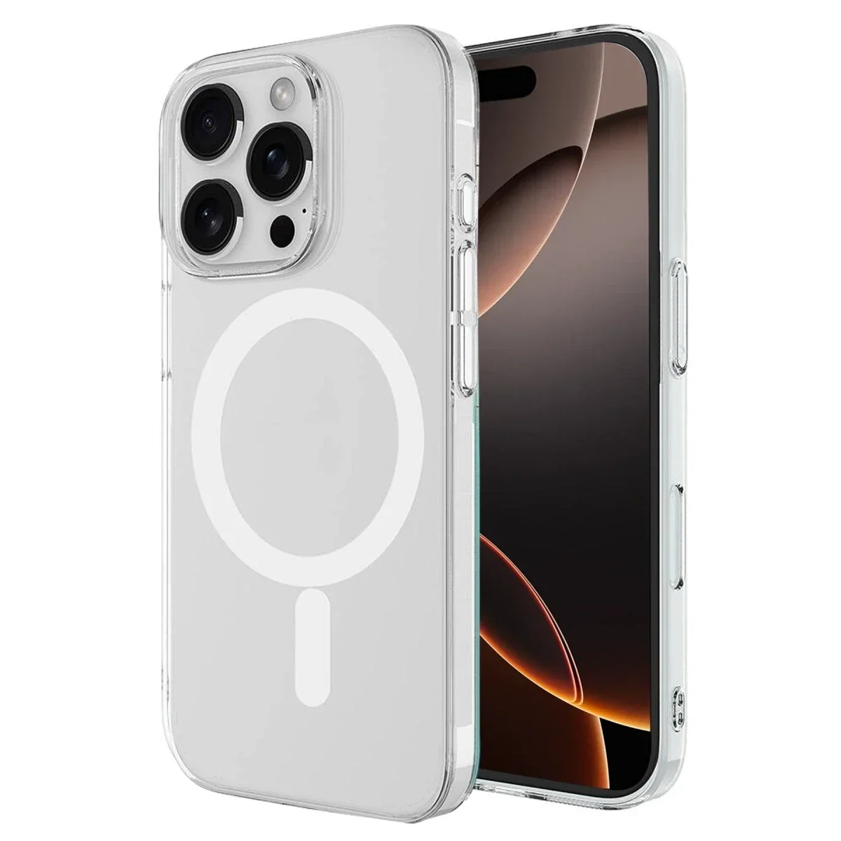 Apple iPhone 16 Pro Kılıf Magneticsafe Şeffaf Silikon - Şeffaf görsel 3