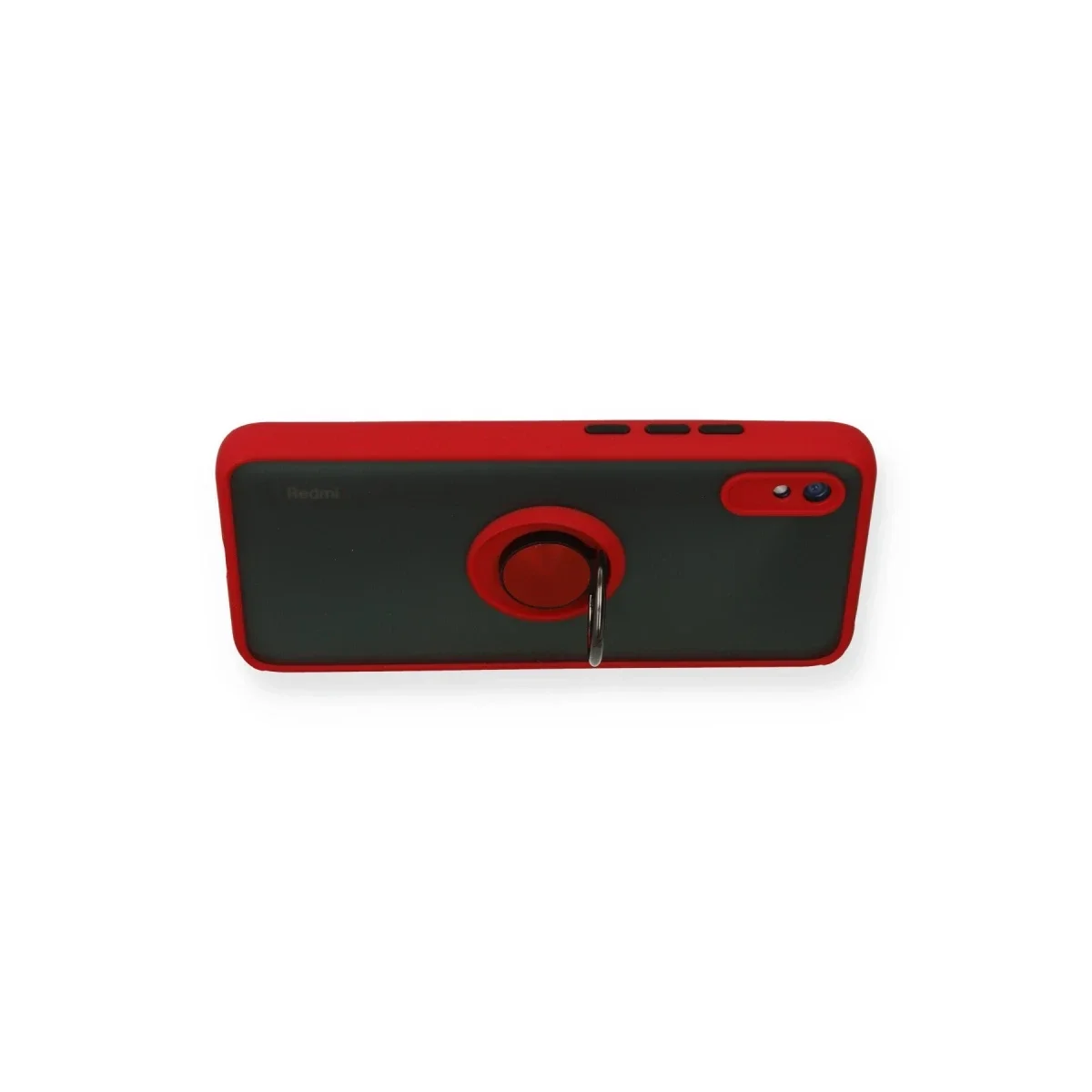 Xiaomi Redmi 9A Kılıf Montreal Yüzüklü Silikon Kapak - Kırmızı görsel 3
