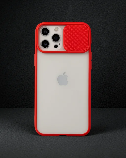 Apple İphone 12 Pro Max Kılıf Palm Buzlu Kamera Sürgülü Silikon - Kırmızı