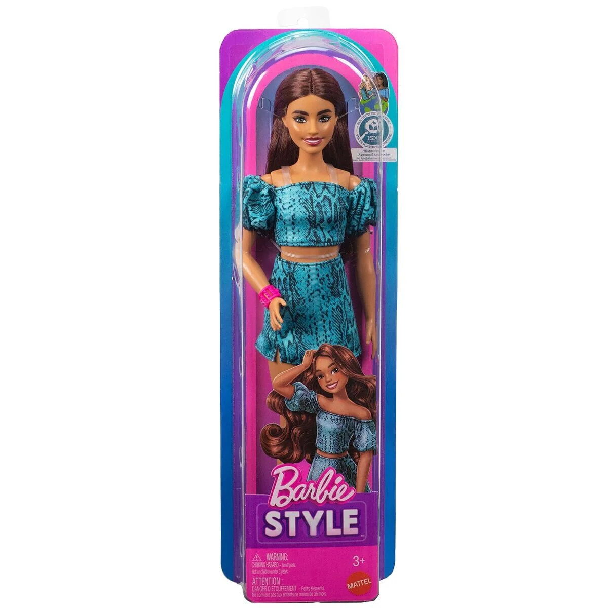 JJN63 Barbie Fashionistas - Turkuaz Renkli Leopar Desenli Elbise görsel 6