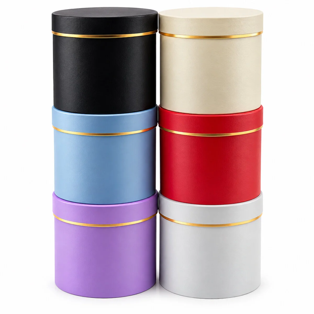 3PCS Yuvarlak Mat Renkli - Düz Renk Karton Hediye Kutusu 18-16-12CM görsel 3