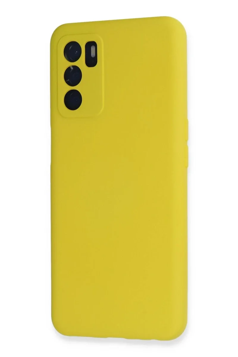Oppo A16 Kılıf Nano içi Kadife Silikon - Sarı görsel 3