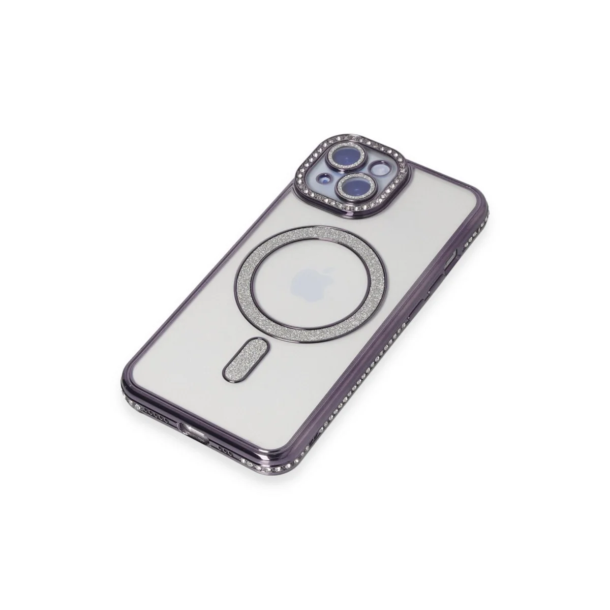 Apple İphone 13 Kılıf Joke Simli Magneticsafe Kılıf - Derin Mor görsel 2