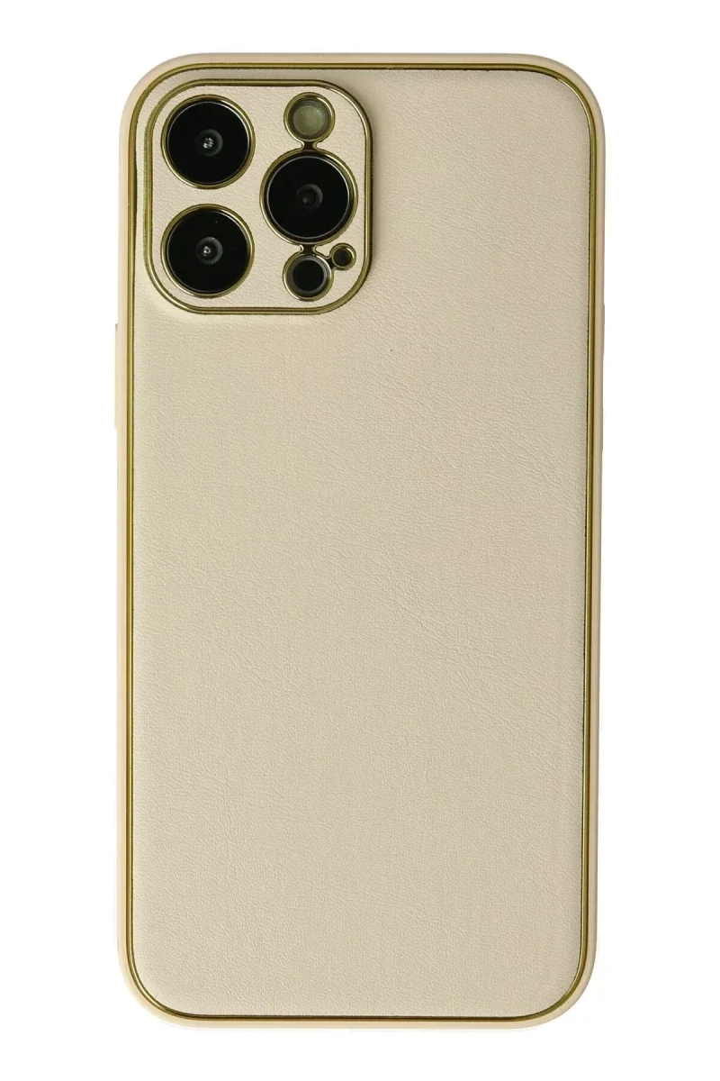 Apple iPhone 13 Pro Kılıf Coco Deri Silikon Kapak - Gold