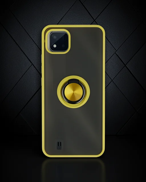 Realme C11 2021 Kılıf Montreal Yüzüklü Silikon Kapak - Sarı