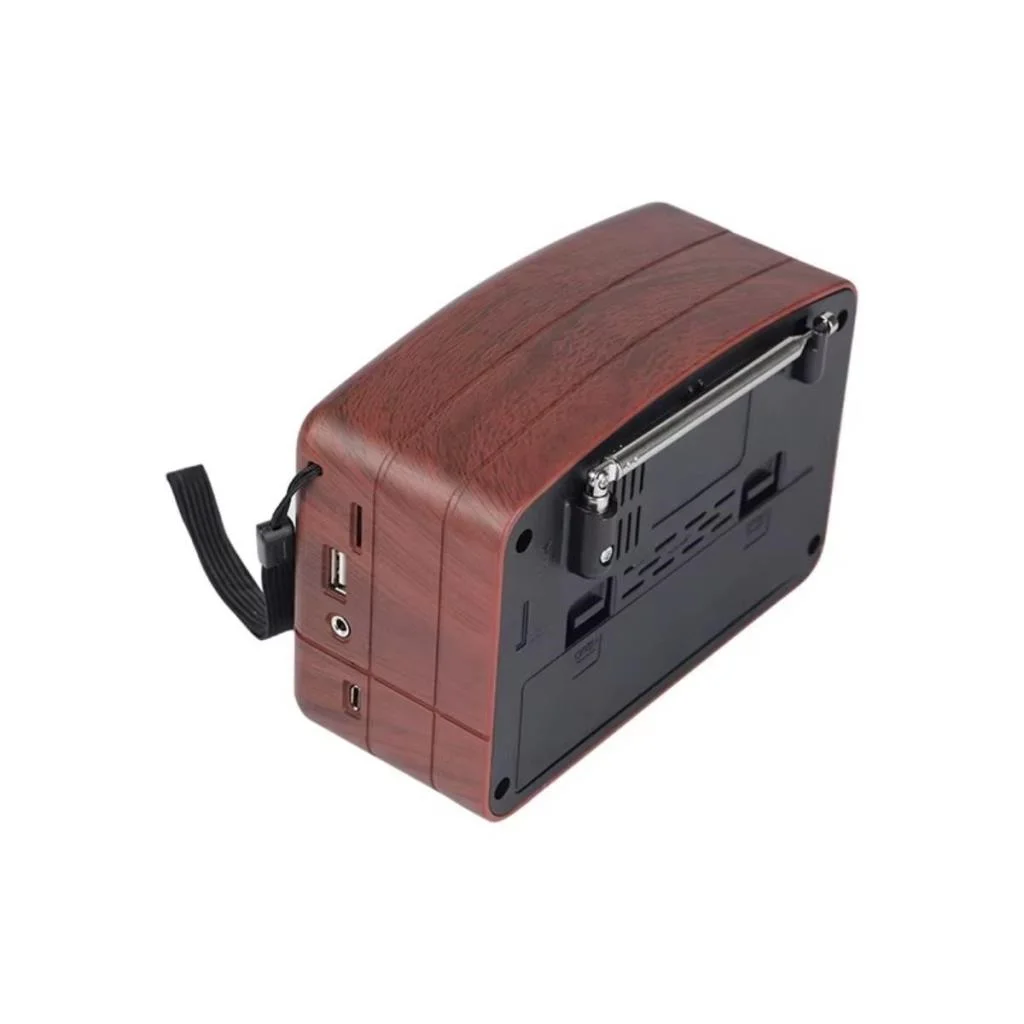 Küçük Boy Retro, Nostaljik, Ahşap Tasarım Bluetooth Hoparlörlü, Şarjlı, Taşınabilir Büyük Döndürülebilen Düğmeli FM/AM Destekli Radyo NS3380 görsel 2