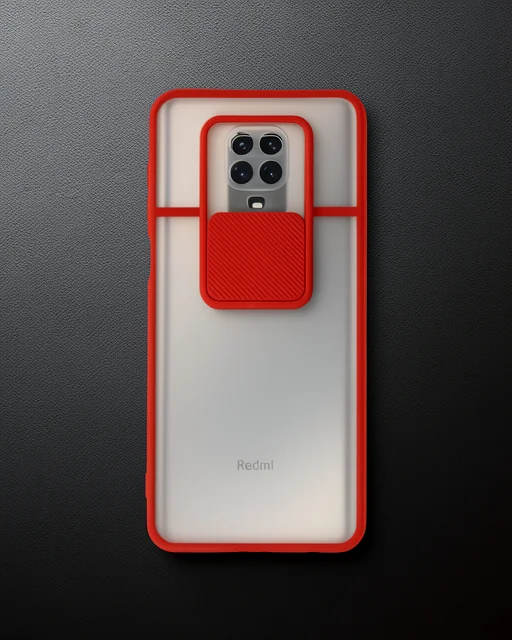 Xiaomi Redmi Note 9 Pro Kılıf Palm Buzlu Kamera Sürgülü Silikon - Kırmızı