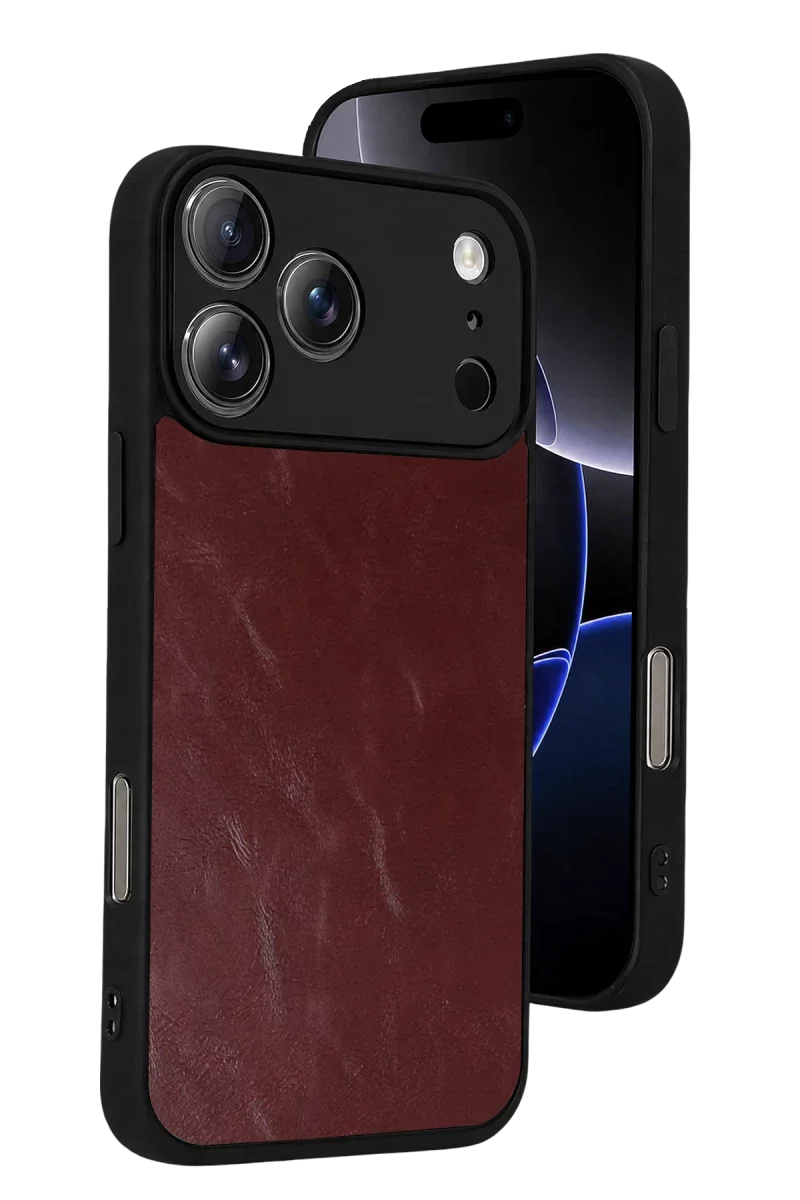 Apple iPhone 17 Pro Aras Deri Kapak - Bordo