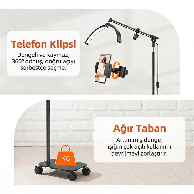 Trled F-700B Katlanabilir Ayaklı ve Tekerlekli Siyah Güzellik Salonu Lambası görsel 4