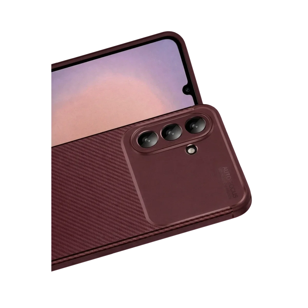 Samsung Galaxy A36 Kılıf Auto Focus Karbon Kapak - Bordo görsel 2