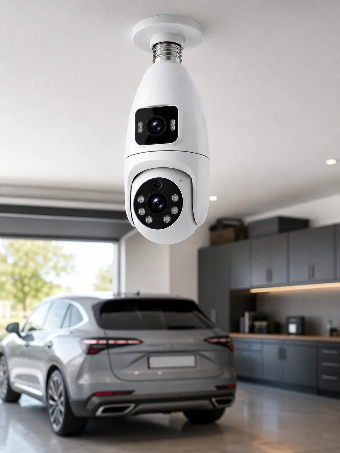 Çift Lens Wi-Fi Ampul Kamera ve Mobil Kontrol Yüksek Çözünürlüklü görsel 4