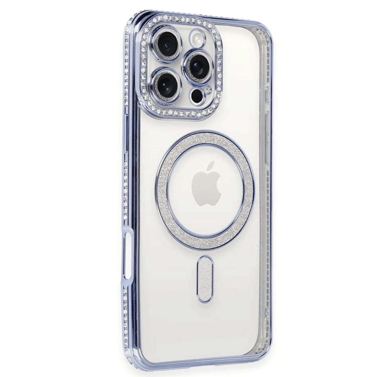 Apple İphone 16 Pro Kılıf Joke Simli Magneticsafe Kılıf - Mavi