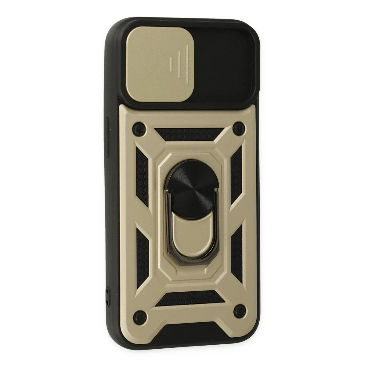 Apple iPhone 14 Kılıf Pars Lens Yüzüklü Silikon - Gold görsel 2