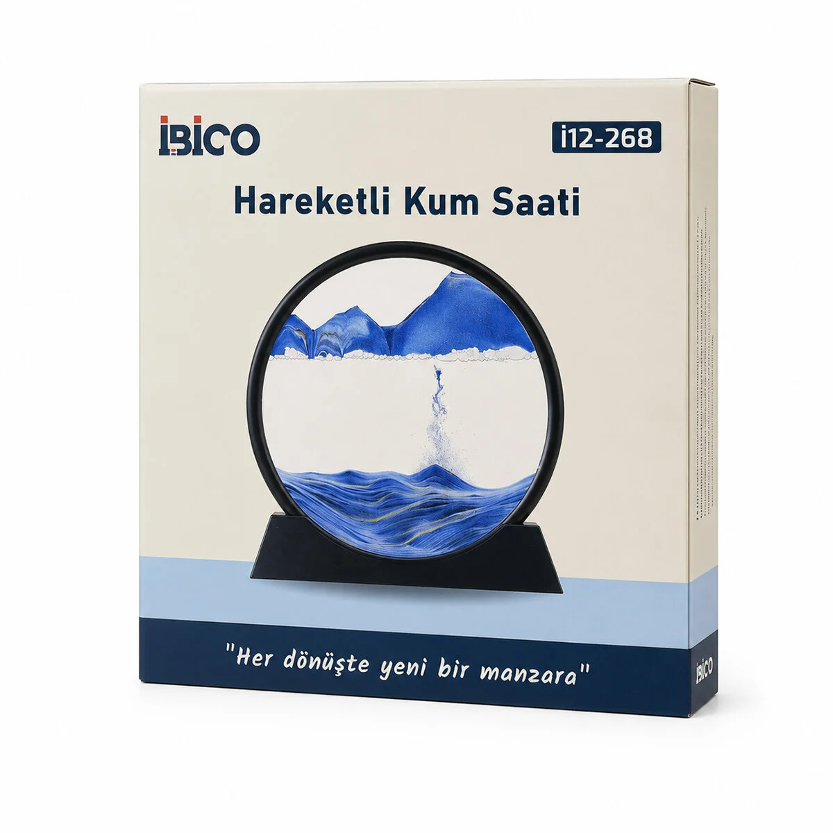 10 Inc - 25CM Renkli Sulu Cam Kum Saati Hareketli Ayna Modeli görsel 3