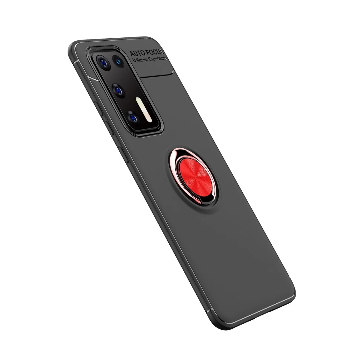 Huawei P40 Kılıf Range Yüzüklü Silikon - Siyah-kırmızı görsel 2