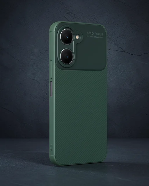 Vivo Y18 Kılıf Auto Focus Karbon Kapak - Koyu Yeşil