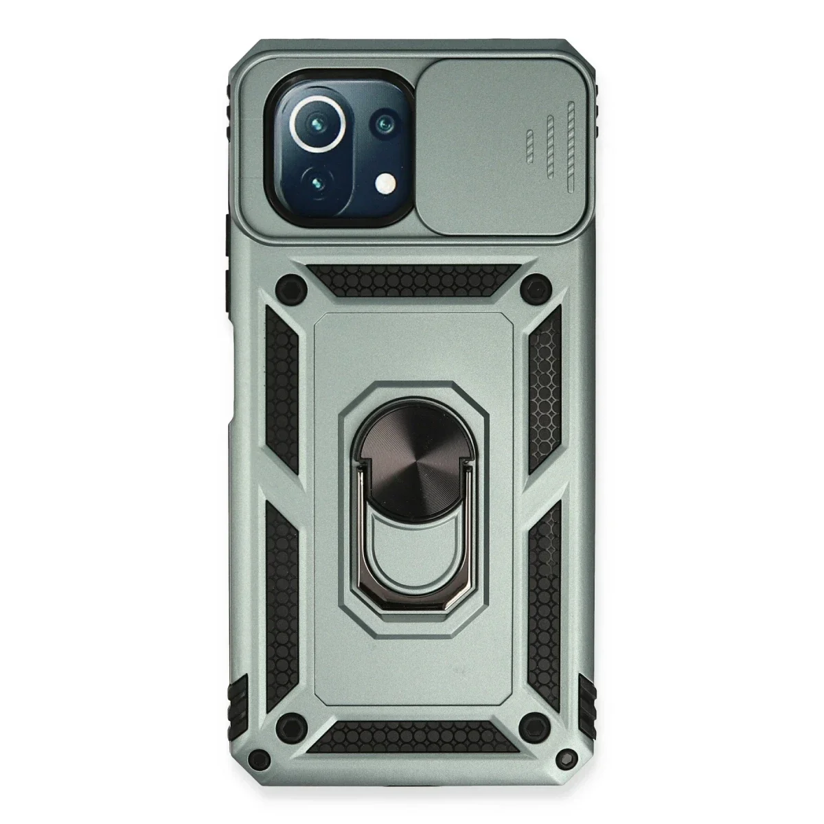 Xiaomi Mİ 11 Lite Kılıf Pars Lens Yüzüklü Silikon - Yeşil