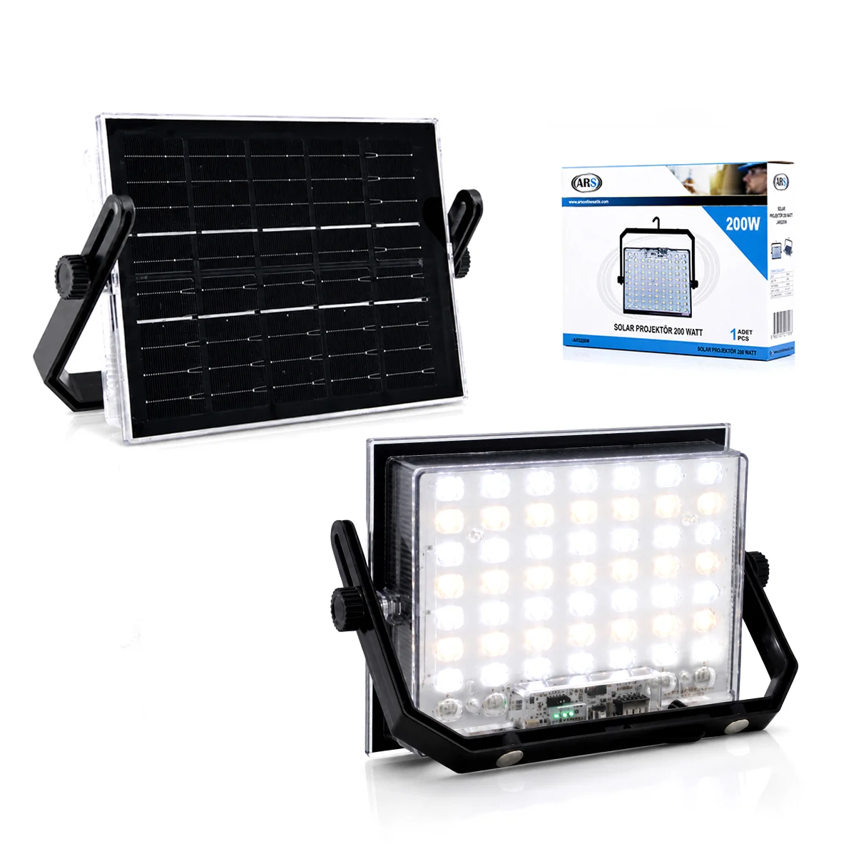 200W Güneş Enerjili LED Projektör - Kamp & Dış Mekan görsel 2
