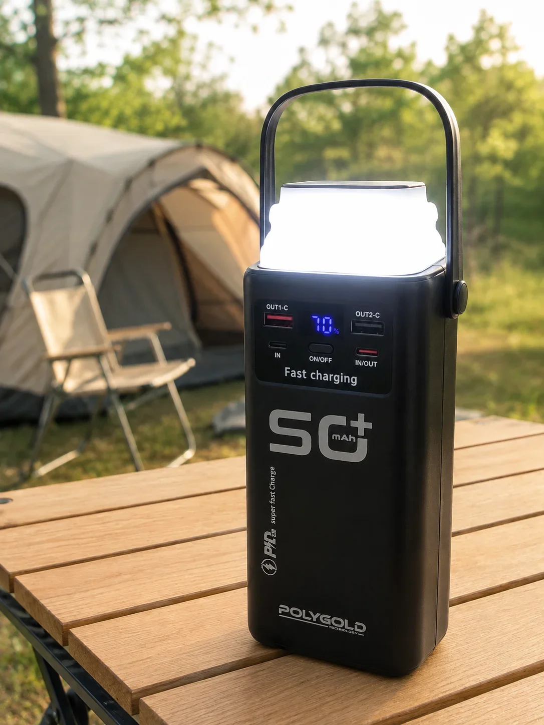 Hızlı Şarj Powerbank 50.000 mAh 4 Dahili Kablolu LED Aydınlatmalı Dijital Göstergeli Taşınabilir Batarya görsel 4