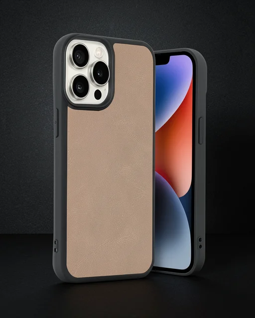 Apple İphone 14 Pro Max Kılıf Aras Deri Kapak - Pudra