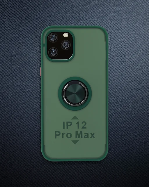 Apple İphone 12 Pro Kılıf Montreal Yüzüklü Silikon Kapak - Yeşil