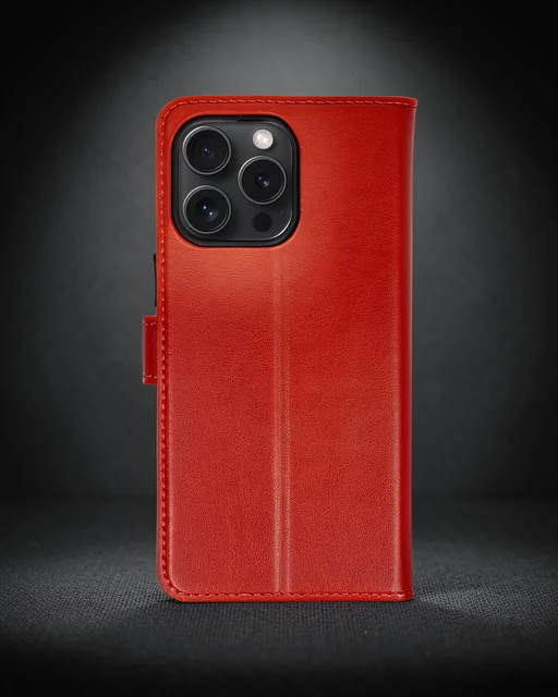 Apple İphone 15 Pro Max Kılıf Trend S Plus Kapaklı Kılıf - Kırmızı