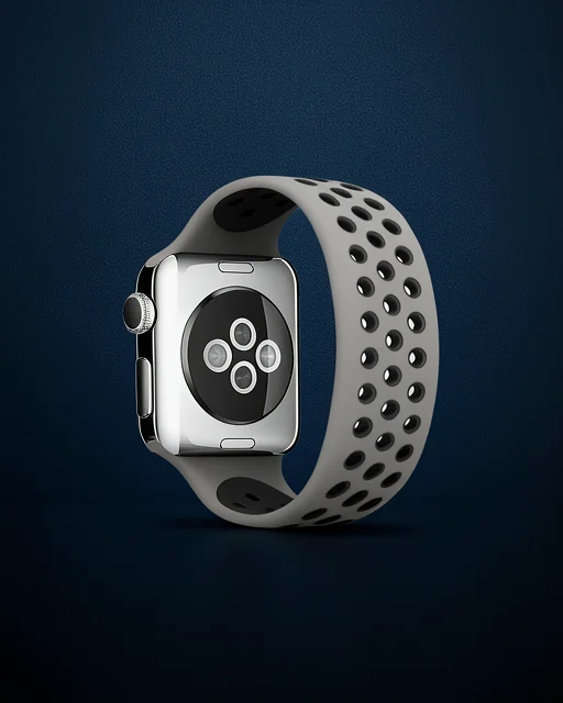 Apple Watch 42mm Ayarlı Delikli Silikon Kordon - Gri-siyah