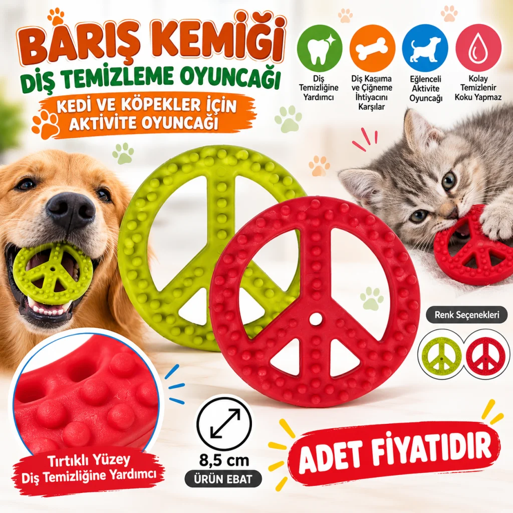 Barış Kemiği Renkli Diş Temizleme Kedi Köpek Aktivite Oyuncağı(adet fiyatıdır)