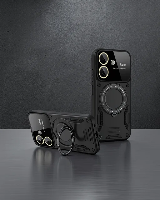 Xiaomi Redmi 13c Kılıf Joy Lens Standlı Kapak - Siyah