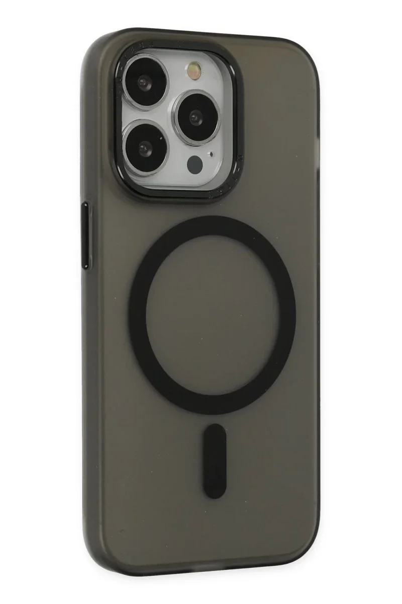 Apple iPhone 15 Pro Kılıf Lodos Magneticsafe Mat Kapak - Siyah görsel 2
