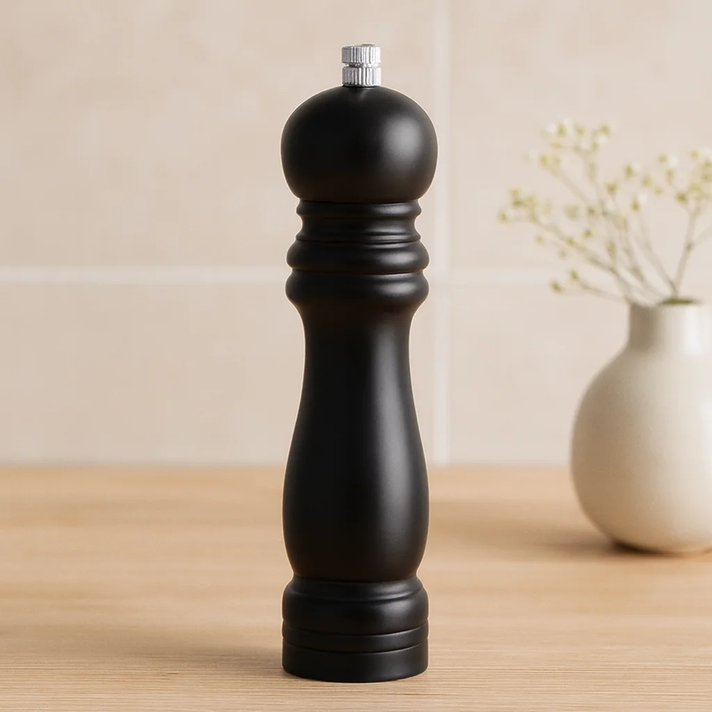 Siyah Ahşap Tuz ve Baharat Öğütücü - Büyük (Ø4.5 cm x 19.5 cm)