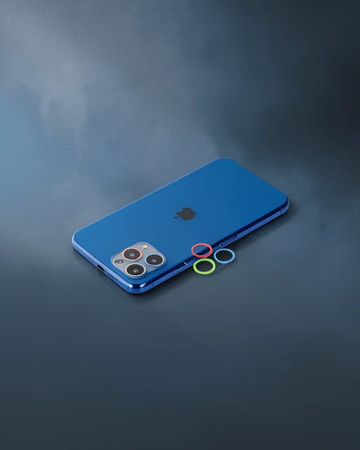 Apple İphone 11 Pro Renkli Kamera Lens Koruma Cam - Mavi-yeşil
