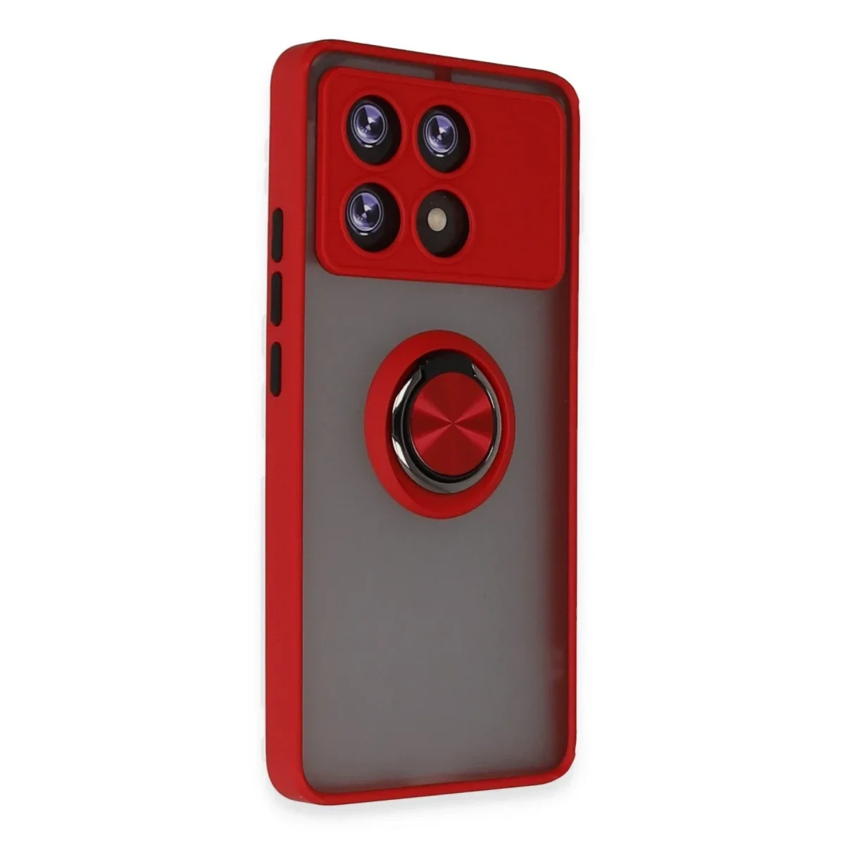 Xiaomi Poco X6 Pro Kılıf Montreal Yüzüklü Silikon Kapak - Kırmızı görsel 2