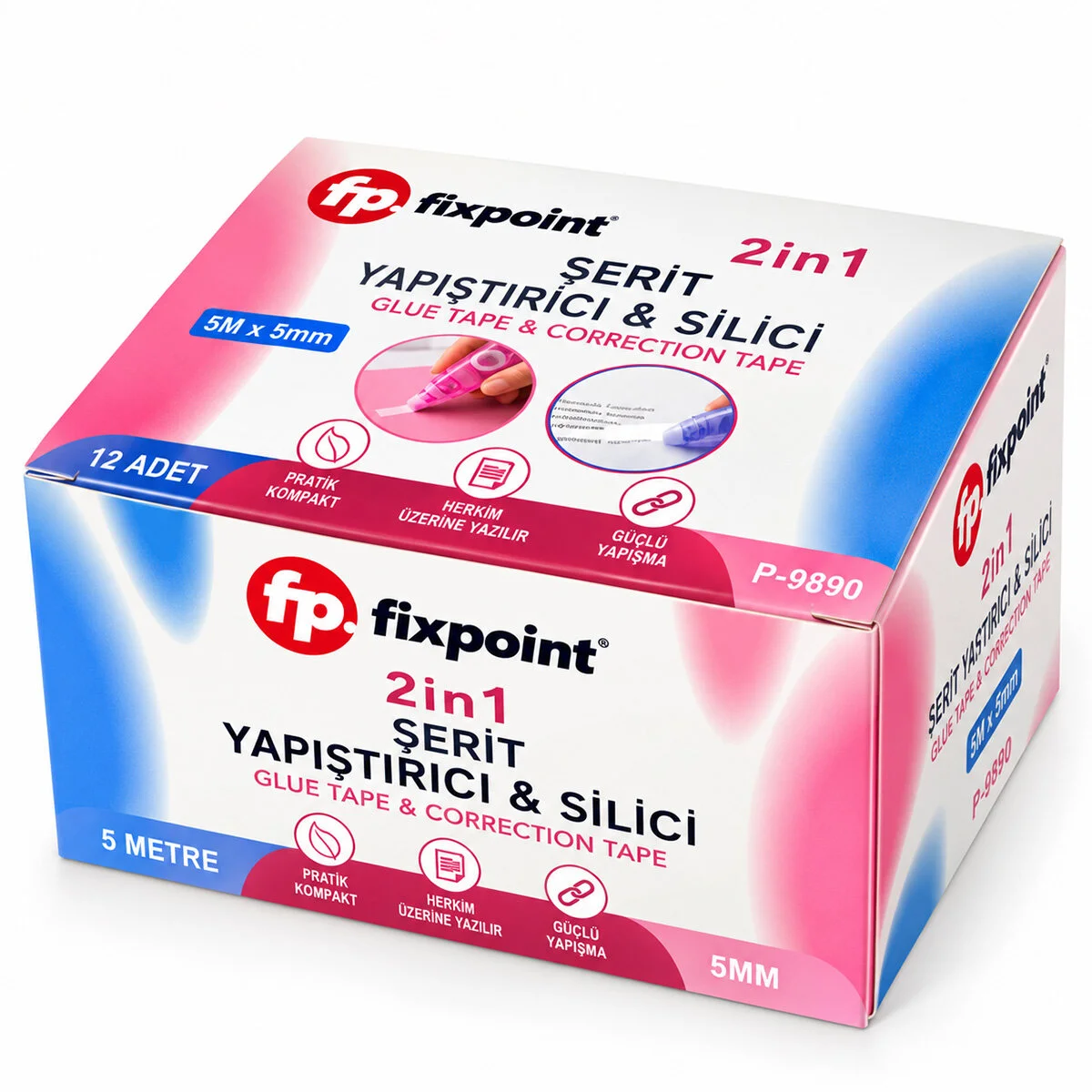 12 Adet 2İN1 Şerit Yapıştırıcı - Daksil Silici 5MMX5MT görsel 3