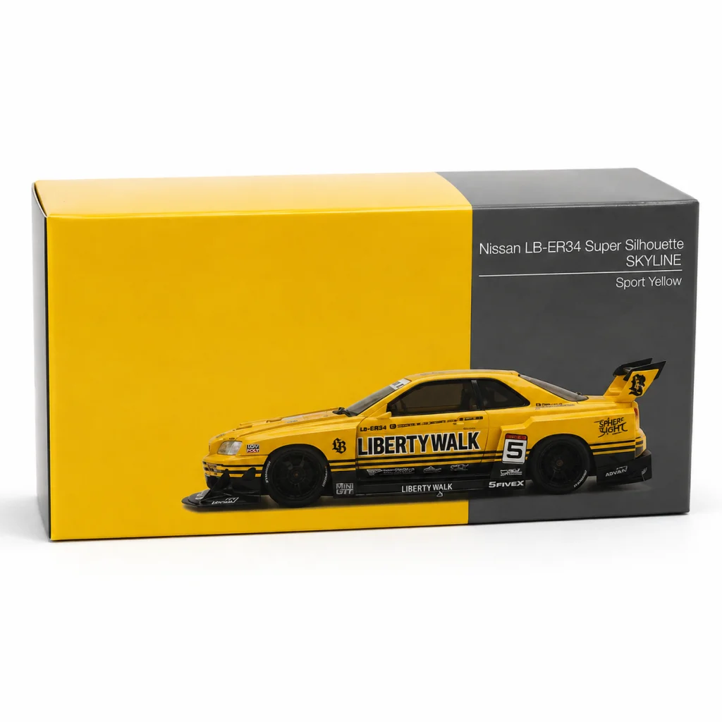 Model Araç 1/64 LB-ER34 Super Silhouette SKYLINE Sport Yellow görsel 4
