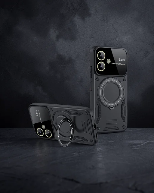 Samsung Galaxy A06 Kılıf Joy Lens Standlı Kapak - Siyah