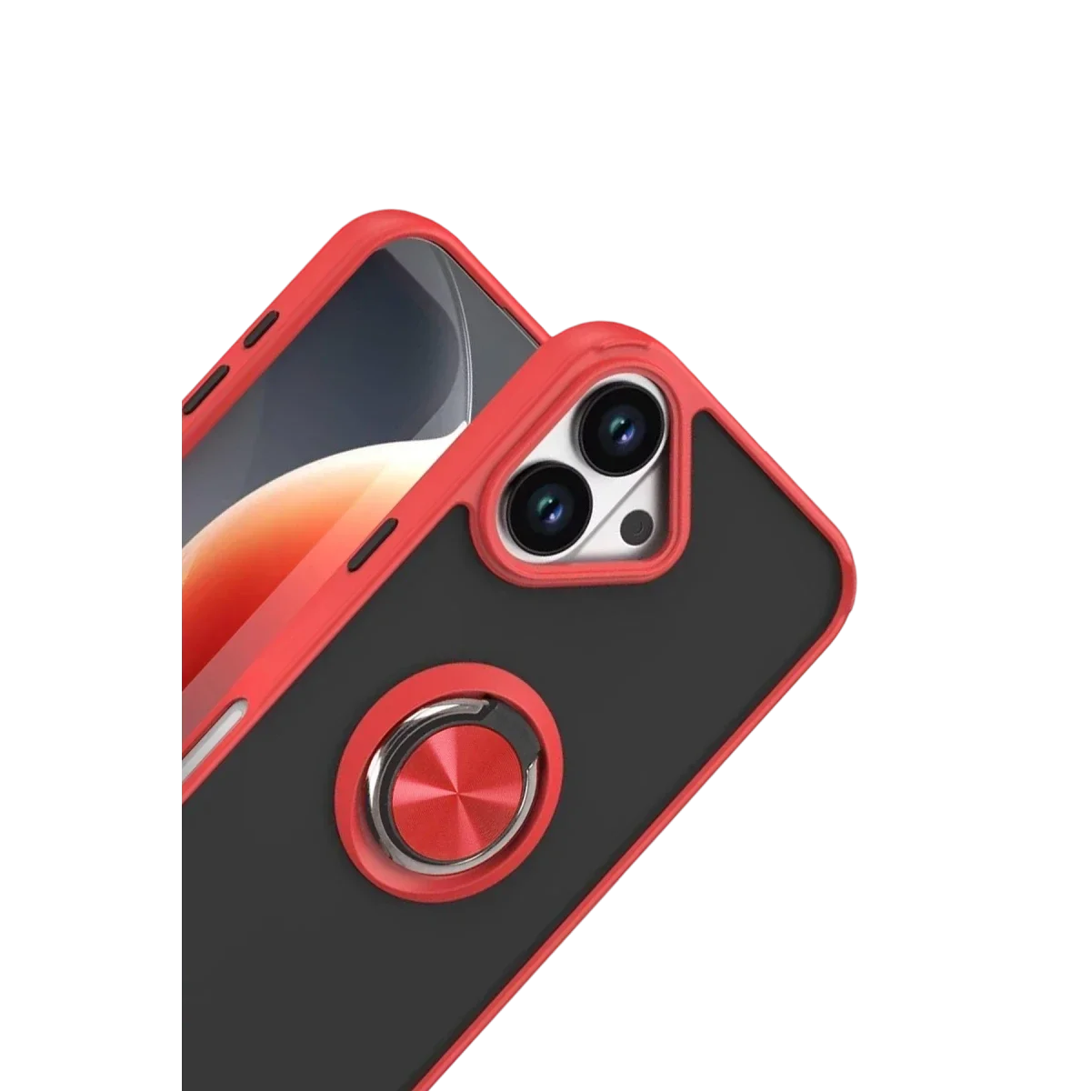 Apple iPhone 17 Montreal Yüzüklü Silikon Kapak - Kırmızı görsel 2