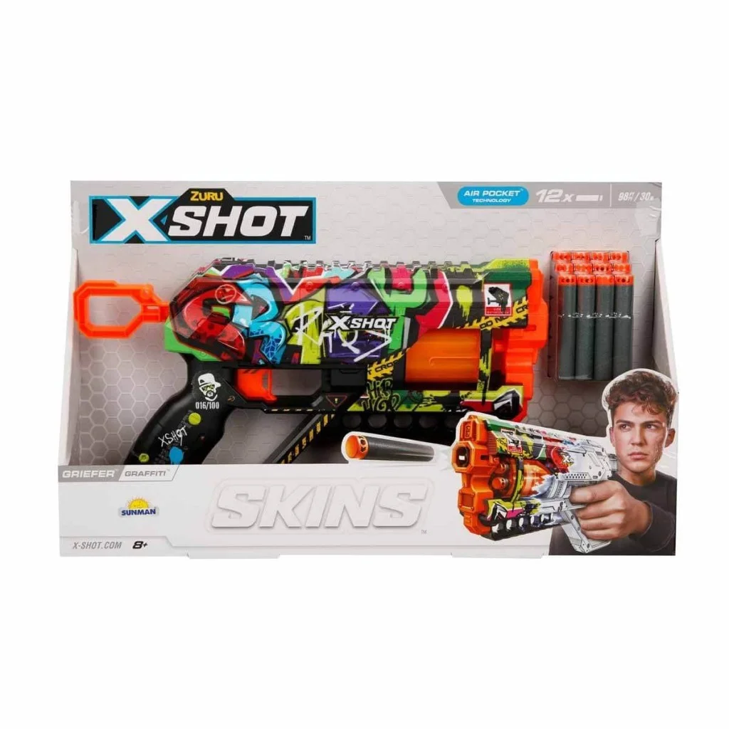 36561 X-Shot Skins Griefer 12 Mermili Sünger Dart Atan Silah 32 cm görsel 3